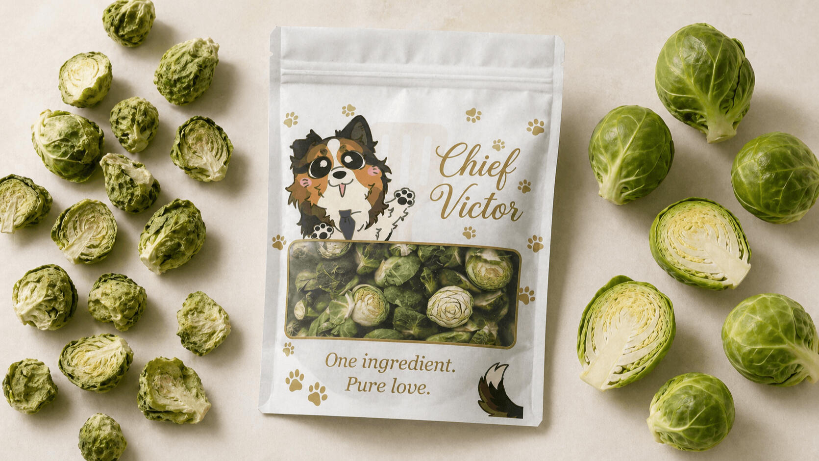 Chief Victor freeze-dried brussels sprouts dog treats