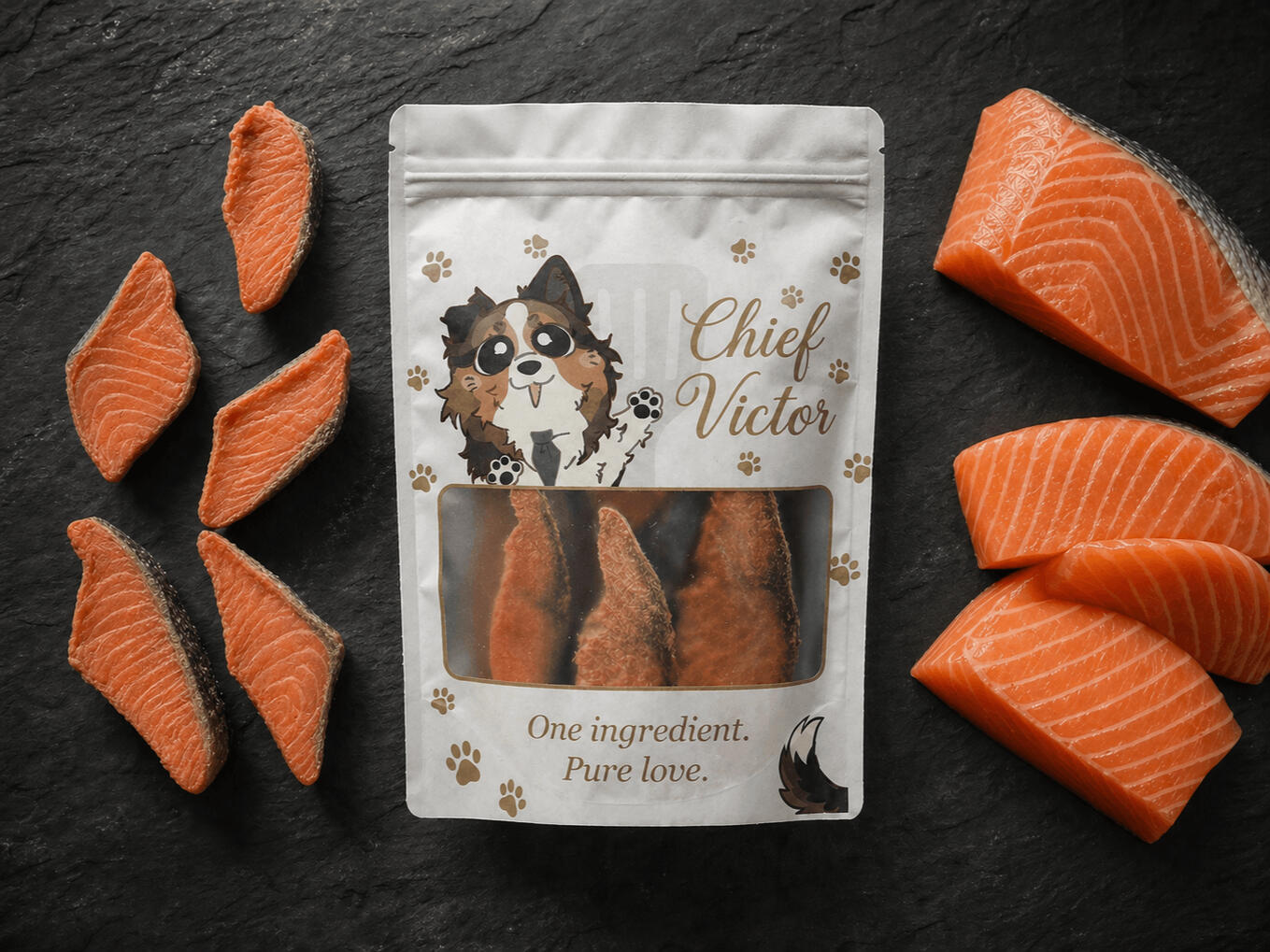 Chief Victor freeze-dried salmon dog treats
