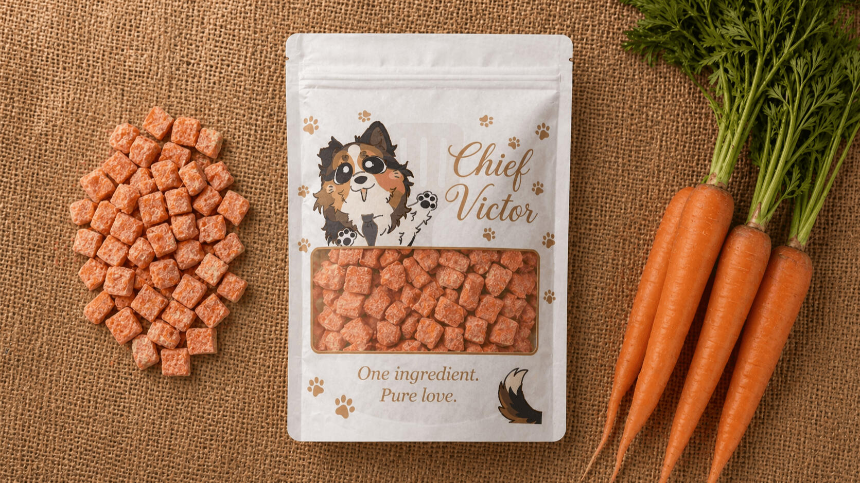 Chief Victor freeze-dried carrot dog treats